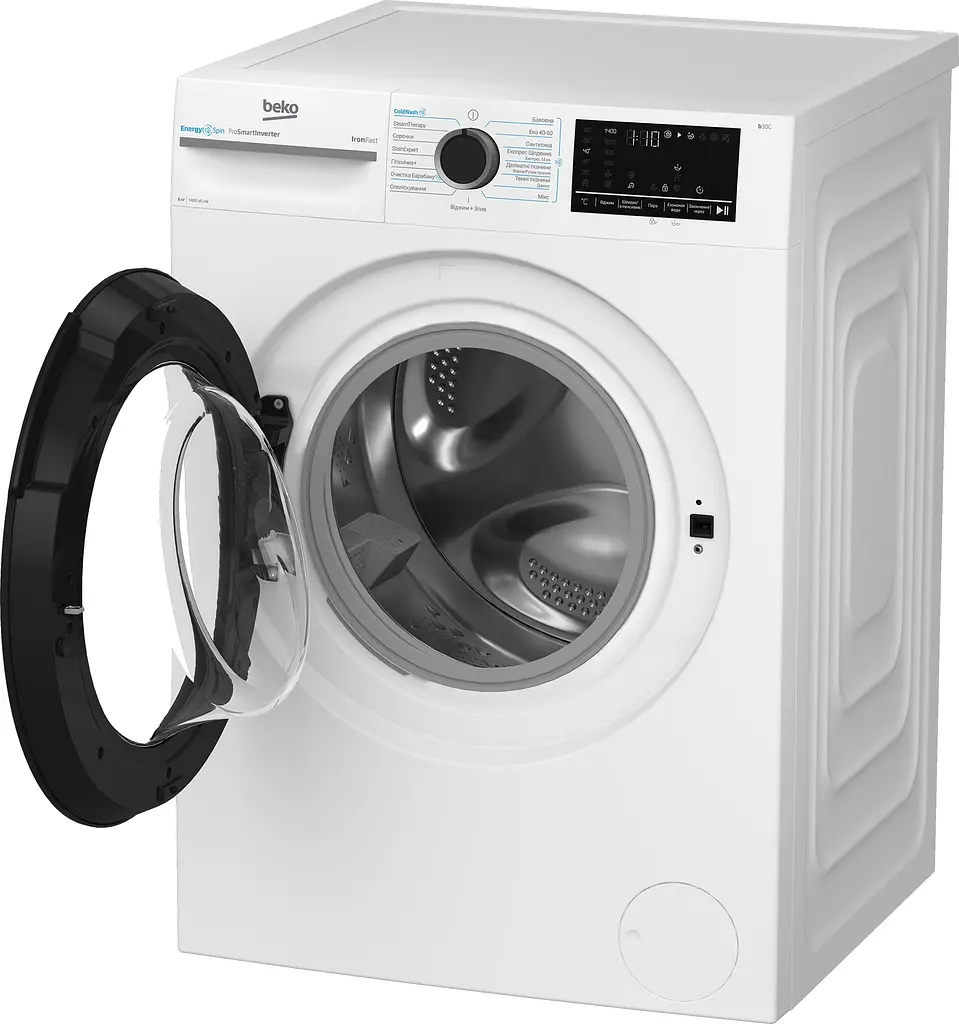 Beko Пральна машина Beko фронтальна, 8кг, 1400, A, 55см, дисплей, інвертор, пара, білий - фото 5
