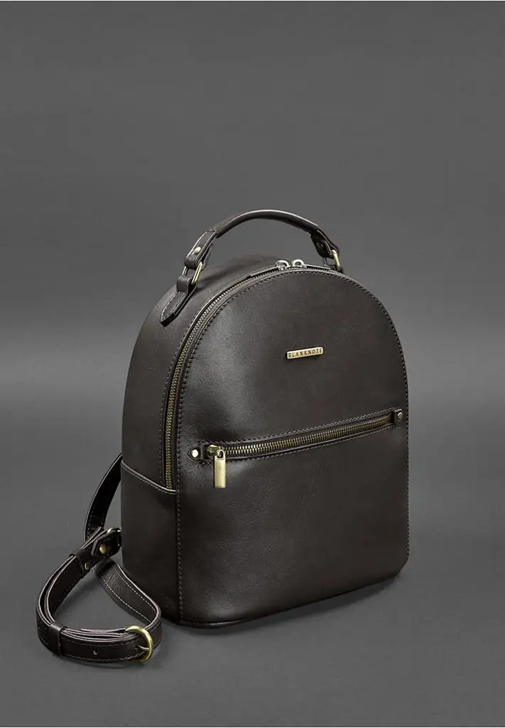 Шкіряний жіночий міні-рюкзак Kylie Темно-коричневиий краст - фото 3