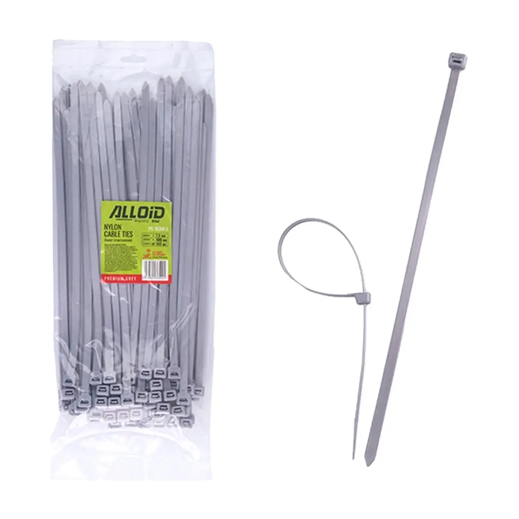 Стяжка Alloid 7.6х300мм, пластик, 100шт./уп., сірий (PC-76300G)