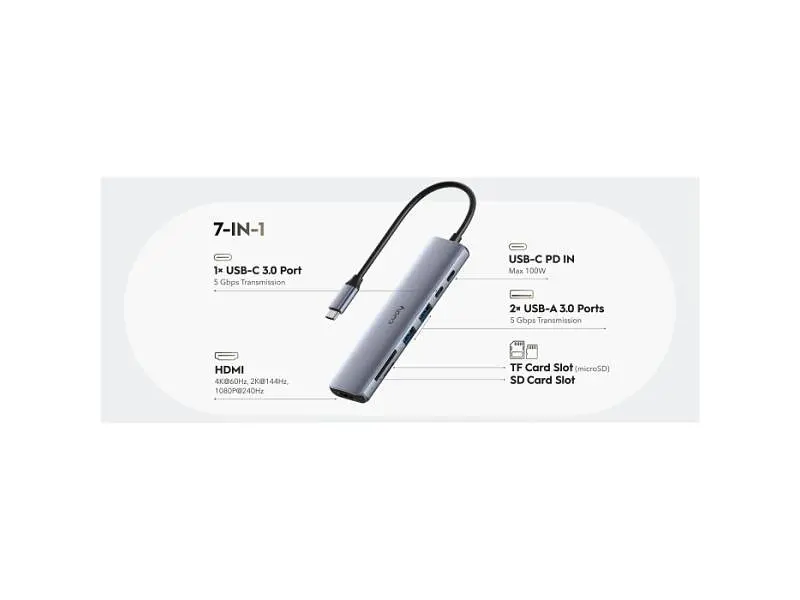USB-хаб CUDY UH407 Grey - фото 3