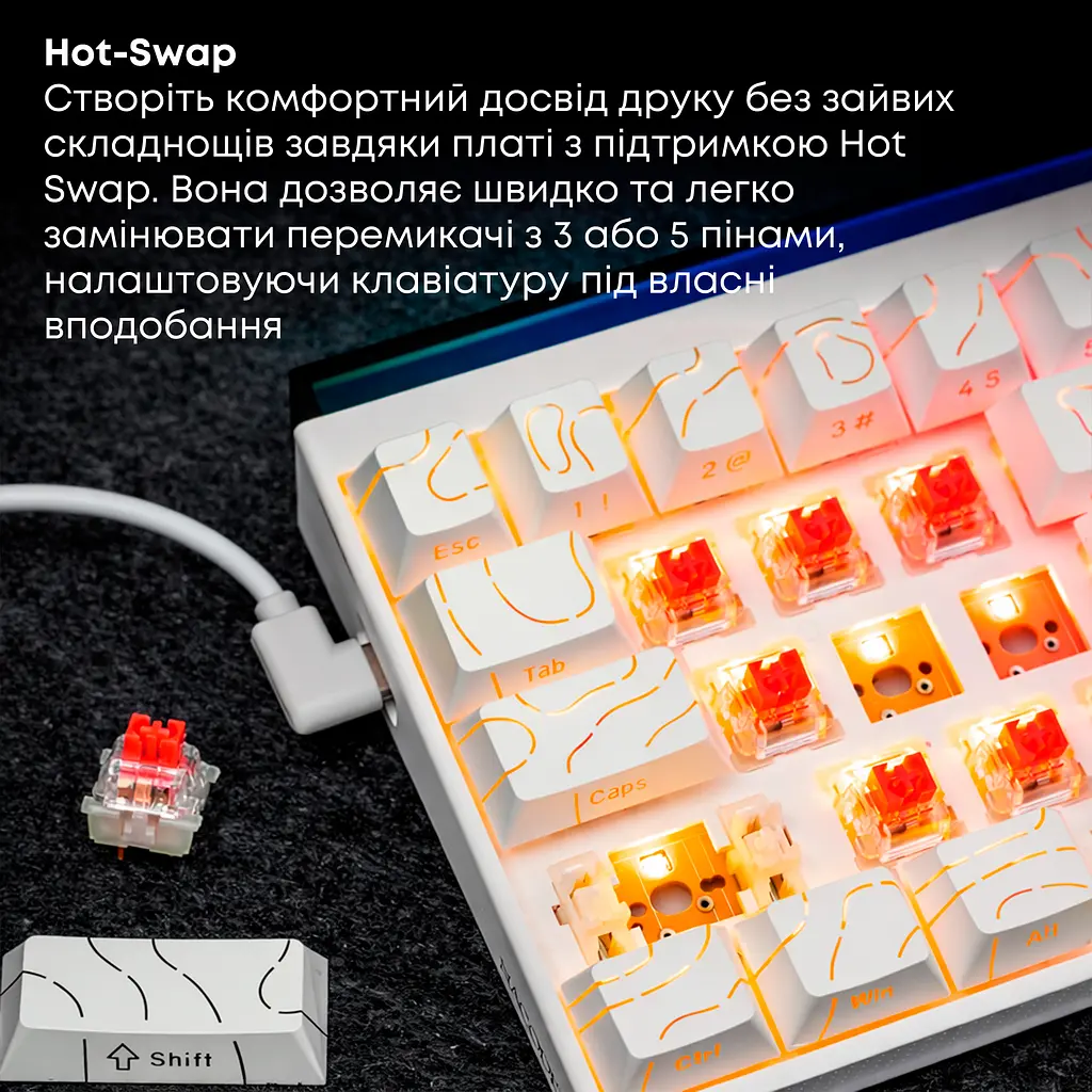Клавиатура Ajazz NK68 Red Switch White USB-C (NK68-RSW) - фото 14