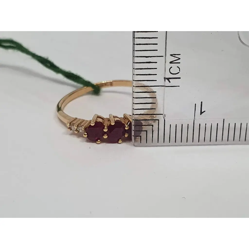 Золотое кольцо ЮЗ "Багет" с бриллиантами и рубинами. Артикул 11444 17 - фото 5