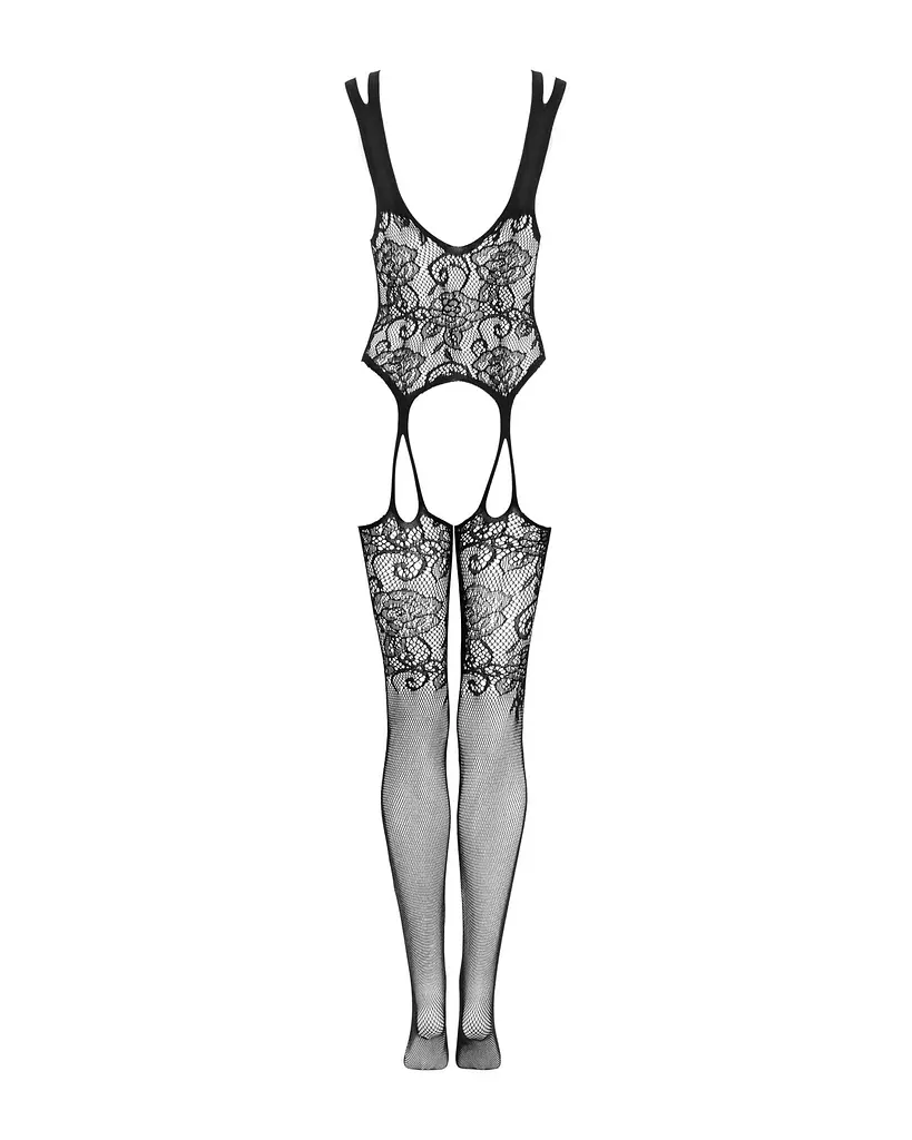 Бодістокінг Obsessive Bodystocking F237 S/M/L, рослинне плетіння, імітація панчіх - фото 6