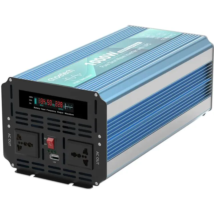 Інвертор Choetech з зарядкою, функція ДБЖ 12\220V 1000Вт, LiFePO₄/Li-ion/AGM/GEL, чиста синусоїда (INV-C1000WUPS-EU)