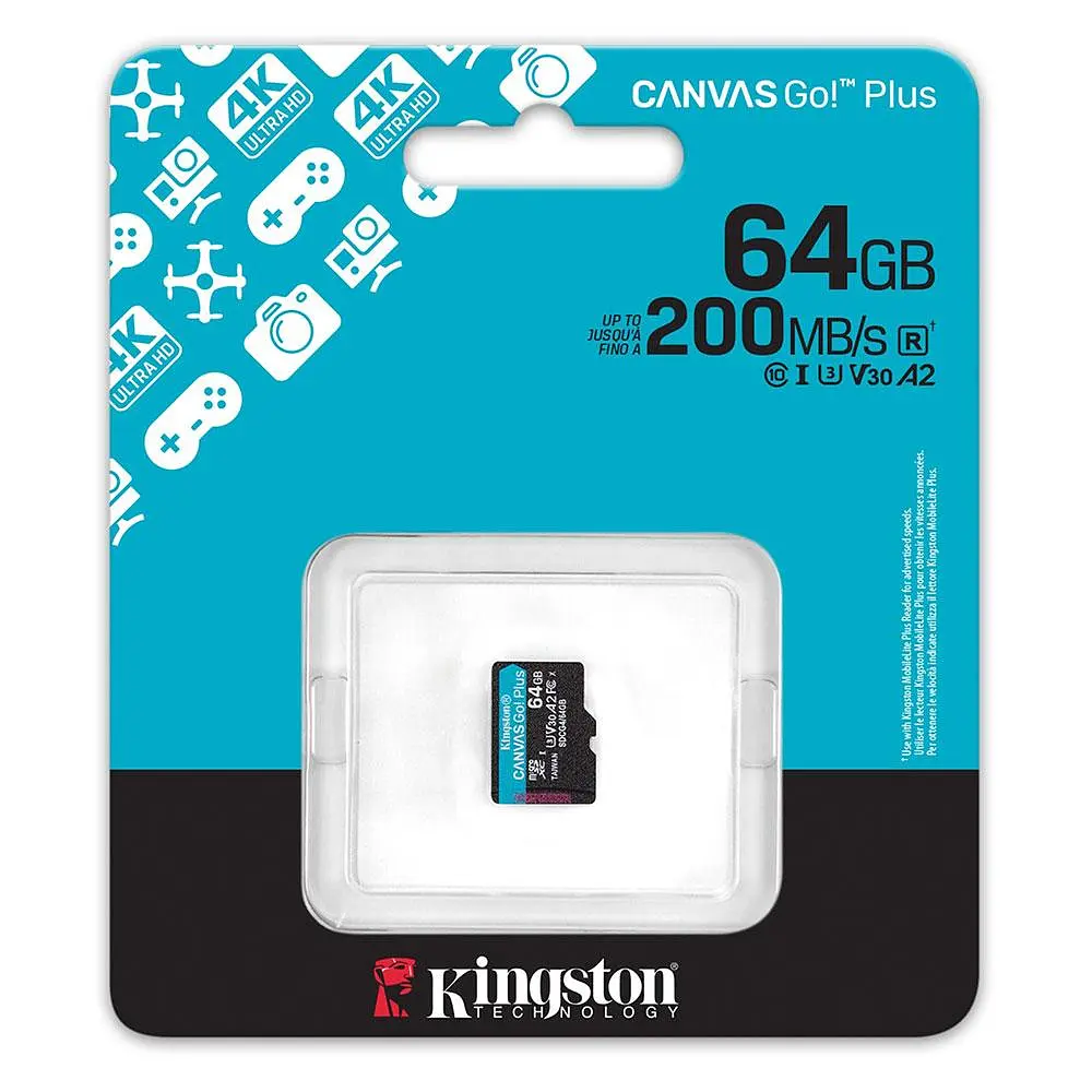 Карта пам'яті microSDXC (UHS-1 U3) Kingston Canvas Go! Plus 64Gb class 10 A2 V30 (R200MB/s) - фото 2