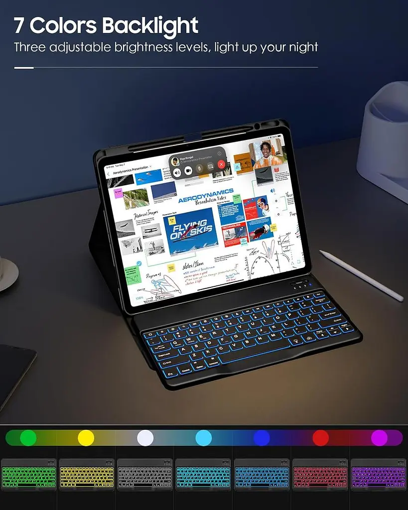 Чехол MoKo для iPad Air 13 дюймов с клавиатурой (M3 2025/M2 2024), чехол для iPad Pro 12,9 дюйма (5-го/6-го поколения) - фото 5