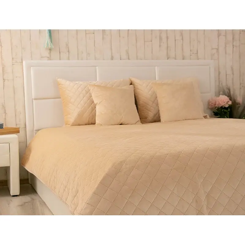 Покривало Руно двостороннє декоративне Velour Beige ромб 150х220 см бежеве - фото 5