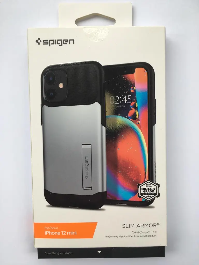 Чохол протиударний із підставкою Spigen Slim Armor ACS01548 для iPhone 12 Mini (5.4") Satin Silver - фото 7