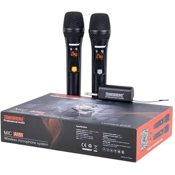 Беспроводной микрофон 2 в 1 Temeisheng А151 с универсальным ресивером черный (42614-A151_1488) - фото 3