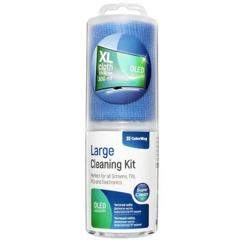 Спрей для очищення ColorWay Cleaning Kit for OLED/LED/LCD/TFT, 300ml, microfibre XL (CW-5230) - фото 2
