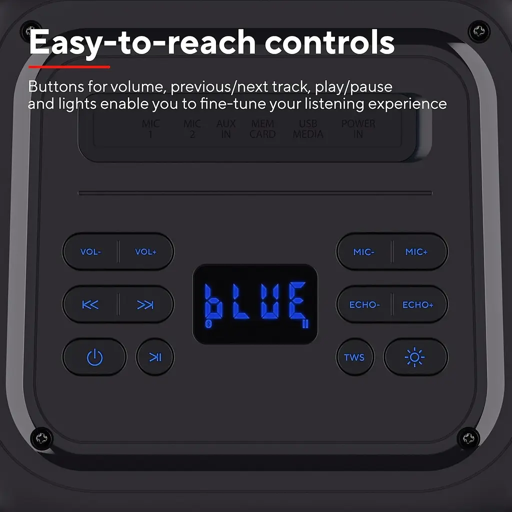 Портативна акустична система Trust Azura 50Вт, 1.0, ВТ 5.2, TWS, MP3, IPX4, RGB, Чорний - фото 10