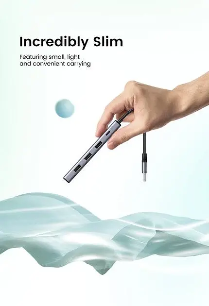 USB-хаб Ugreen CM473 USB 3.0 to 4-Port USB 3.0 Hub Space Gray (20805) - фото 7