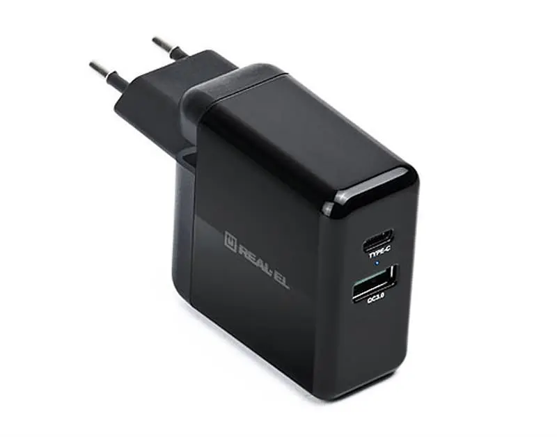 Мережевий зарядний пристрій REAL-EL CH-350 QC3.0 (2USB, 3A) Black (EL123160017) - фото 2