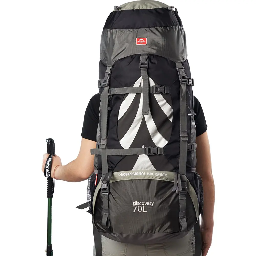 Рюкзак туристичний Naturehike NH70B070-B, 70 л + 5 л, чорно-сірий - фото 12
