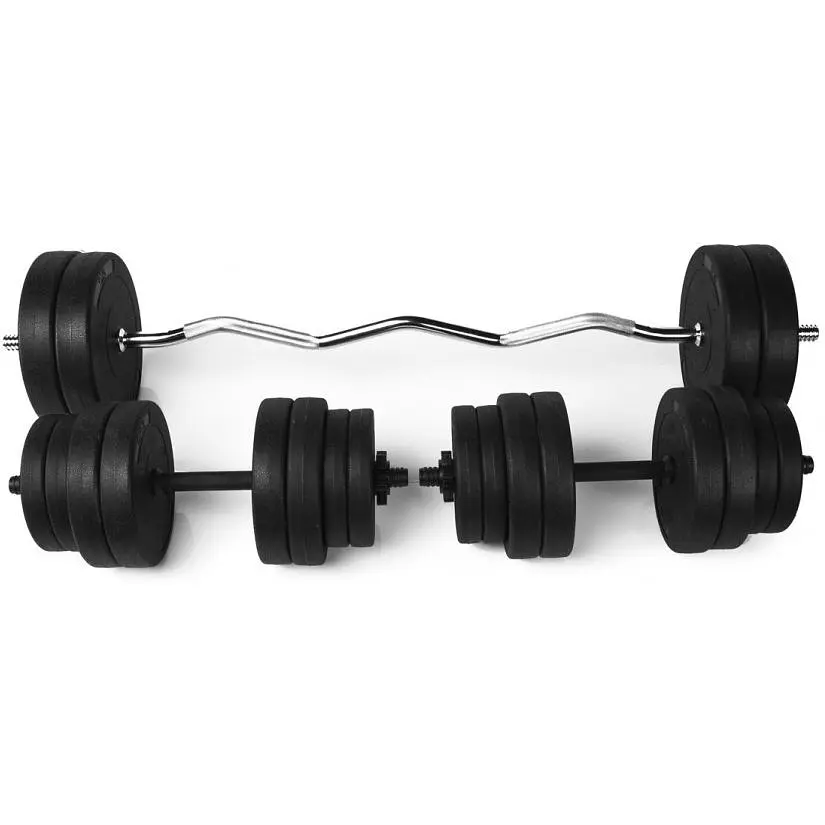 Штанга RN Sport W-образная на 25 кг две гантели по 16 кг + перчатки - фото 2