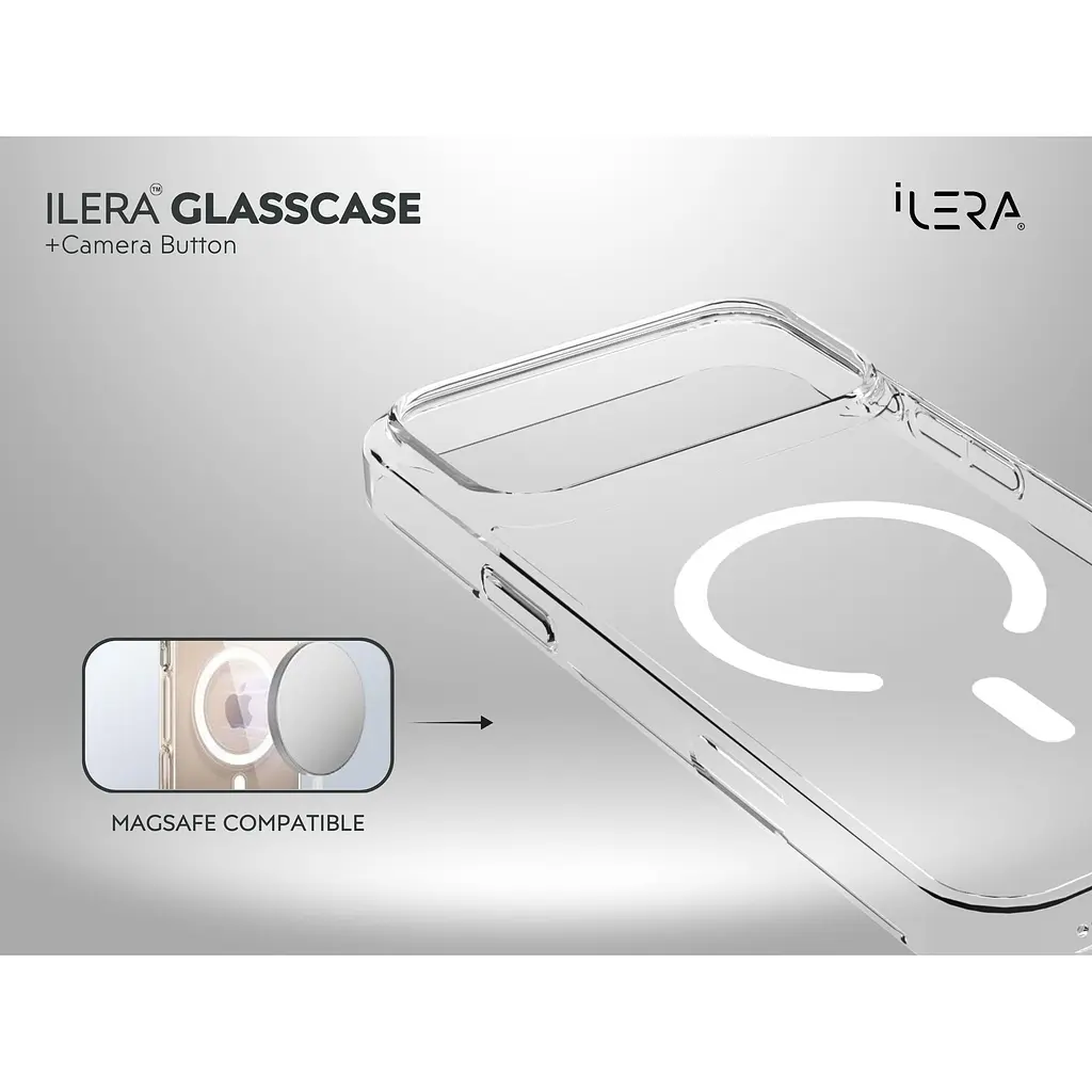 Чохол iLera GlassCase + Camera Button with MagSafe для Apple iPhone 17 Pro Transparent (iLGCLCa17Pr) [150418] - фото 6