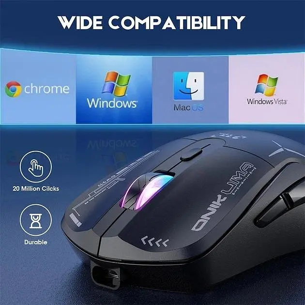 Компьютерная мышка Onikuma беспроводная игровая CW917 с RGB подсветкой Bluetooth 2.4GHz аккумуляторная для ПК и ноутбука - фото 6