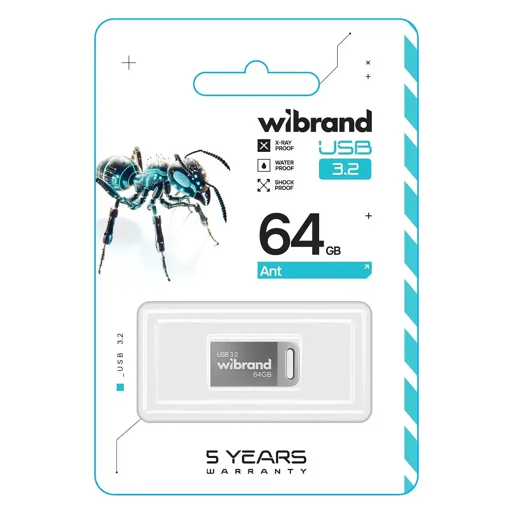 USB флеш накопичувач Wibrand 64GB Ant Silver USB 3.2 Gen 1 (USB 3.0) (WI3.2/AN64M4S) - фото 2