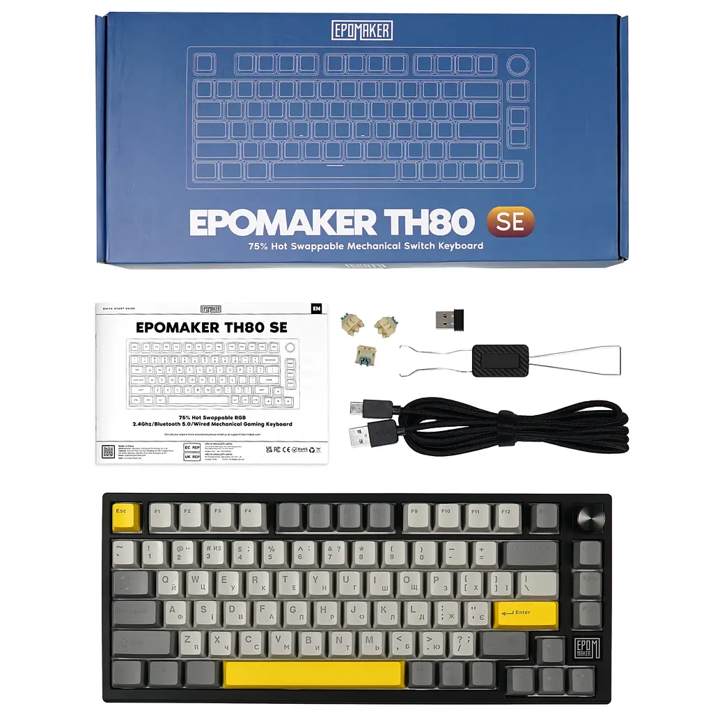 Клавіатура Epomaker TH80 SE Budgerigar V2 Black механічна бездротова (TH80-SE-B-BV2) - фото 2