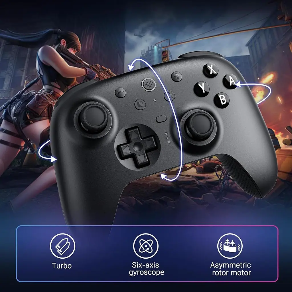 Геймпад 8BitDo Ultimate 2 Bluetooth Switch, Switch 2, ПК з Windows, TMR, Еффект Холла Чорний - фото 9