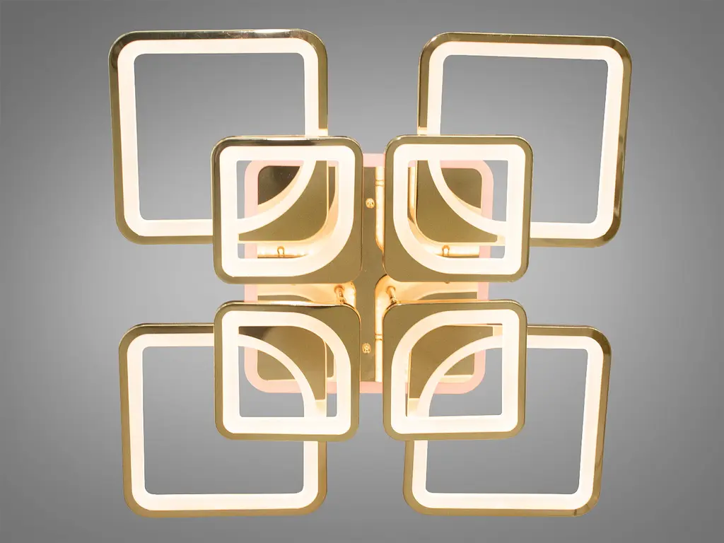 Люстра стельова LED Diasha 8060/4+4G, 190W, 3200K-6500K, золото, сучасний стиль для дому - фото 3