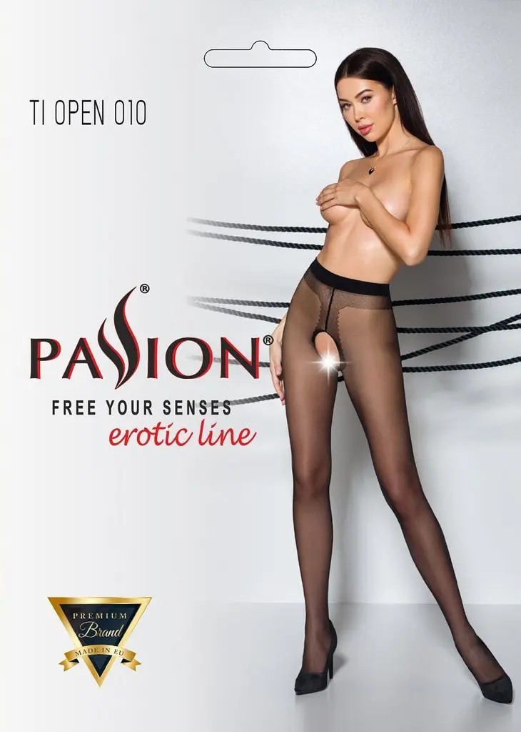 Колготки Passion Tiopen 010 з відкритим доступом 1/2 чорні - фото 3