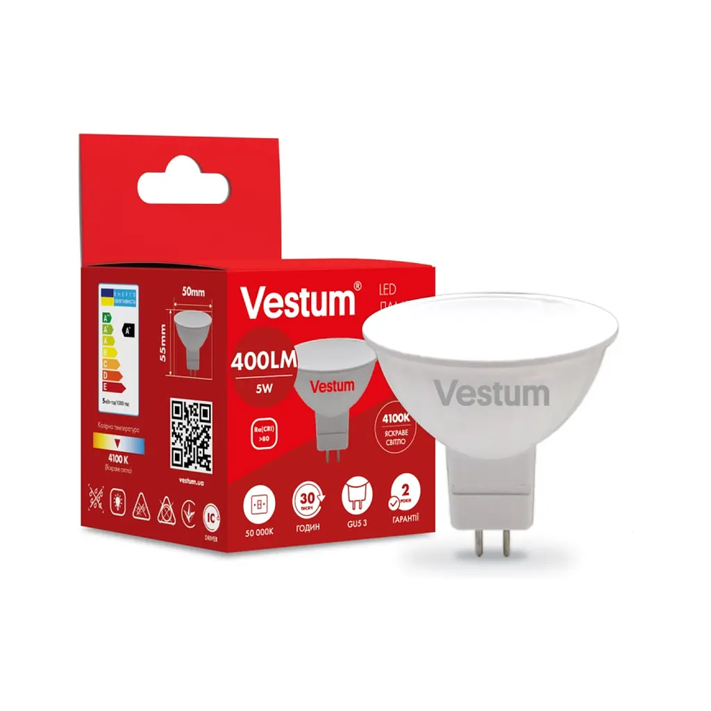 Лампочка Vestum MR16 5W 4100K 220V GU5.3 (1-VS-1503) - фото 2