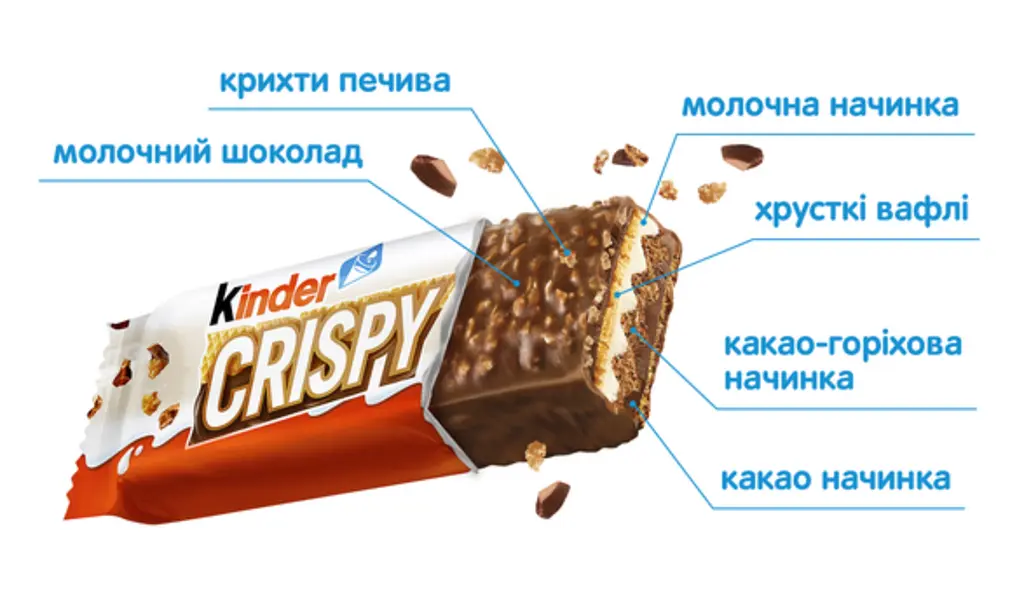 Шоколадні батончики Kinder Crispy 5 шт х 34 г - фото 4