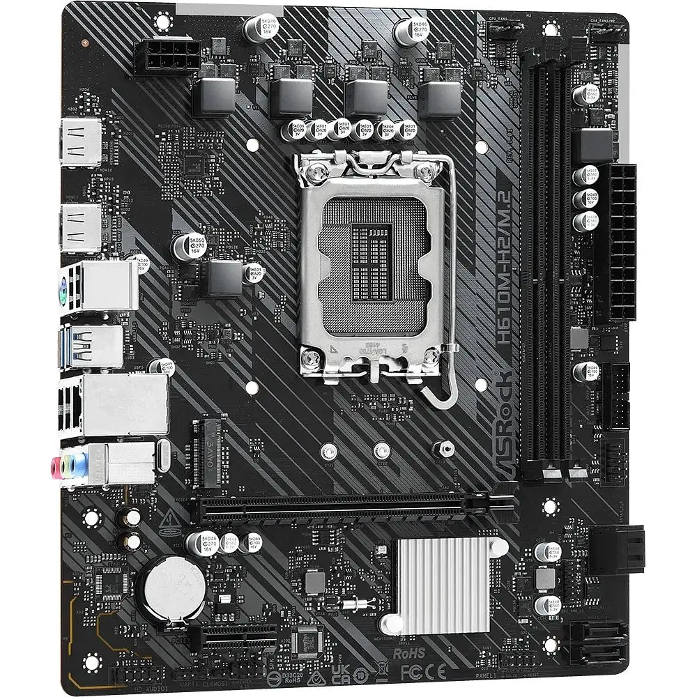 Материнська плата ASRock H610M-H2/M.2 (1700/H610, 2xDDR4, 1xPCIex16, 2xHDMI, 4xSATAІІІ, M.2, GLan, 7.1ch, mATX) - фото 2