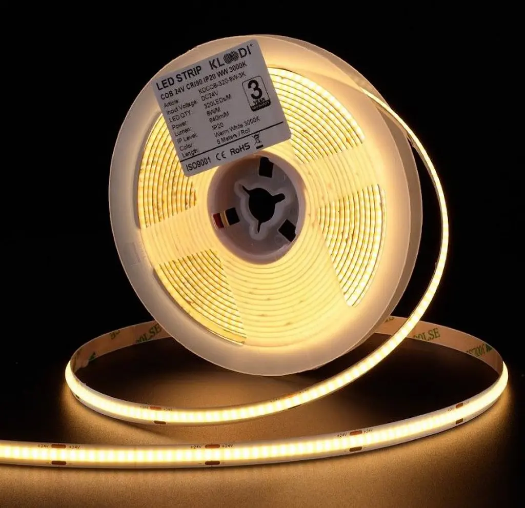 LED Лента 8W 320LED 3000K 720LM IP20 24V KLOODI KDCOB-320-8W-3К-24V - фото 5