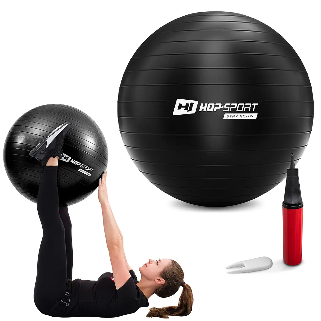 Фітбол Hop-Sport 55см чорний + насос 2020 - фото 4