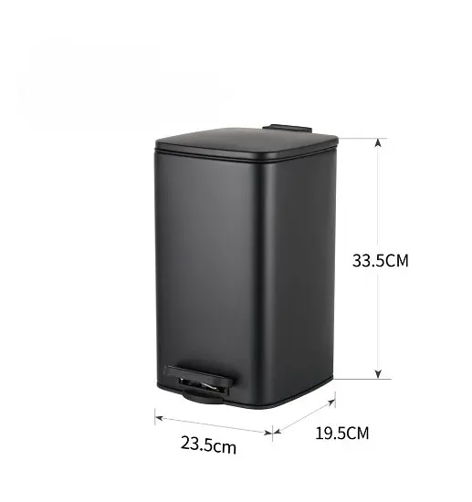Відро для сміття Zerix Kubix-TC0108 Black з плавним закриттям квадратне 8 л чорний (ZX5892)  - фото 4