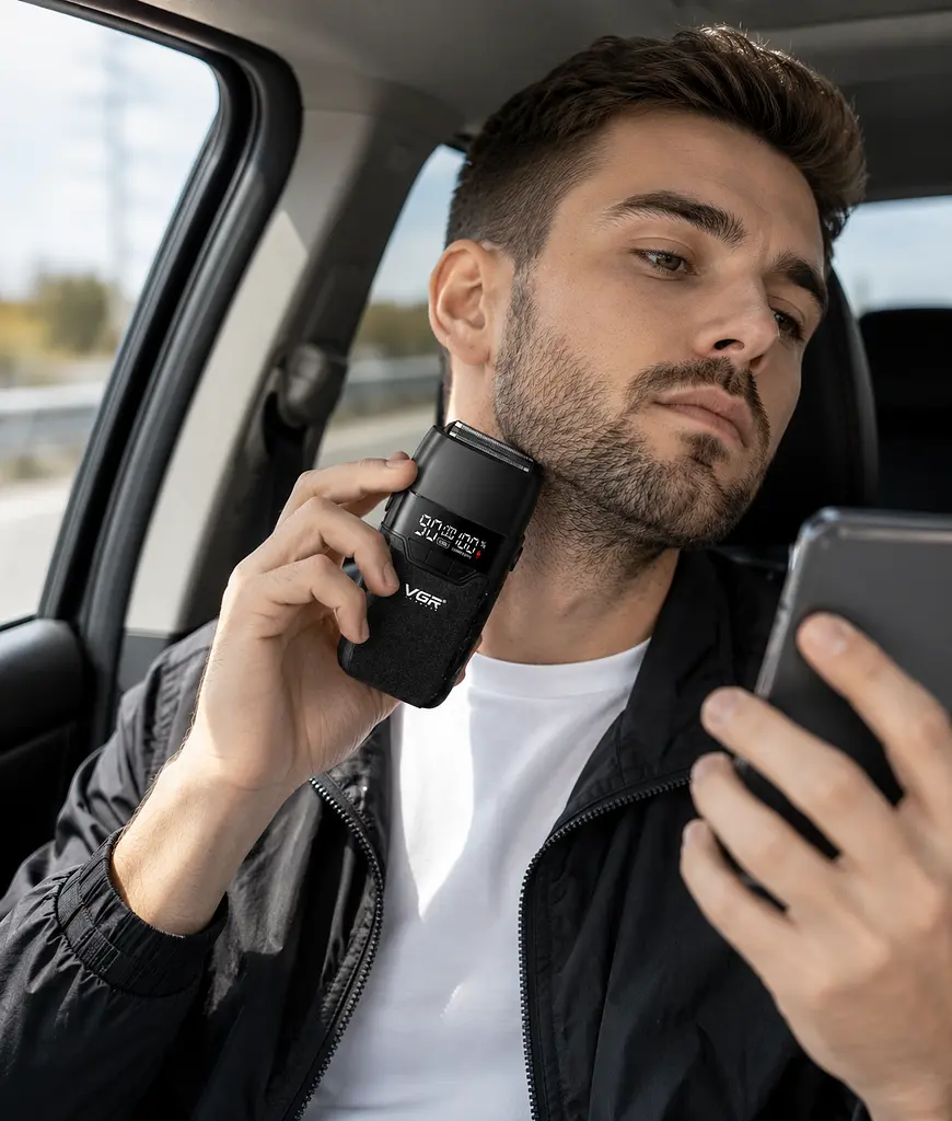 Бритва VGR V 640 S Black / Шейвер чоловічий професійний / Електробритва акумуляторна чорна - фото 2