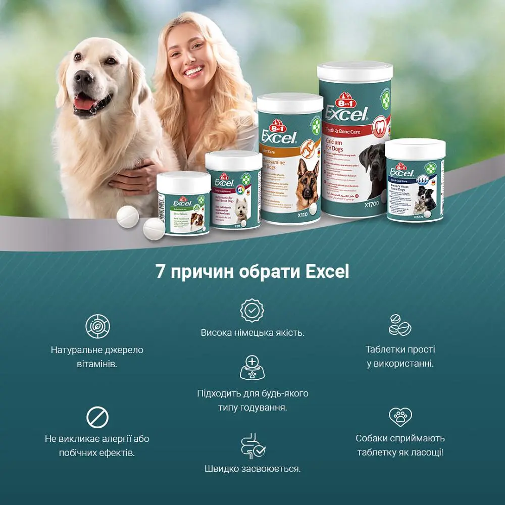 Вітаміни 8in1 Excel Glucosamine для цуценят і дорослих собак, для суглобів, 110 шт - фото 4