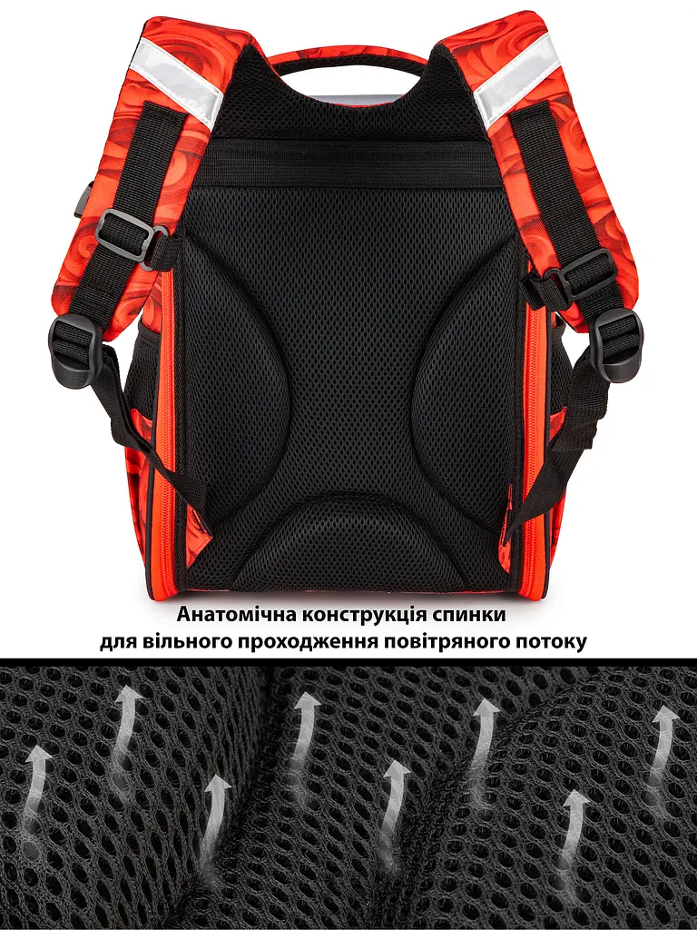 Ортопедичний шкільний рюкзак (ранець) School Standard 3 в 1 для дівчинки 570 гр 14,5 літрів Червоний - фото 6