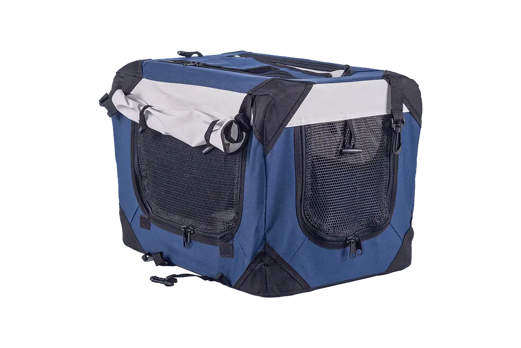 М'яка клітка для собак SenFul Pet Soft Crate з флісовим килимком та чохлом, синьо-сіра - фото 2
