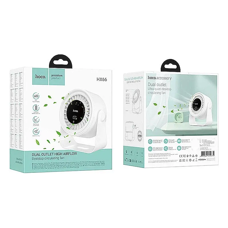 Вентилятор Hoco Hx66 desktop circulating fan настільний з акумулятором 3000 mAh - фото 7