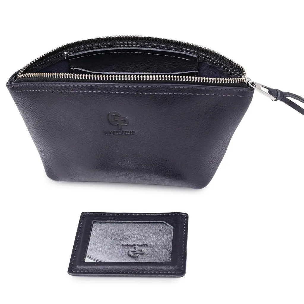 Шкіряна жіноча косметичка Grande Pelle 11570 чорний - фото 8