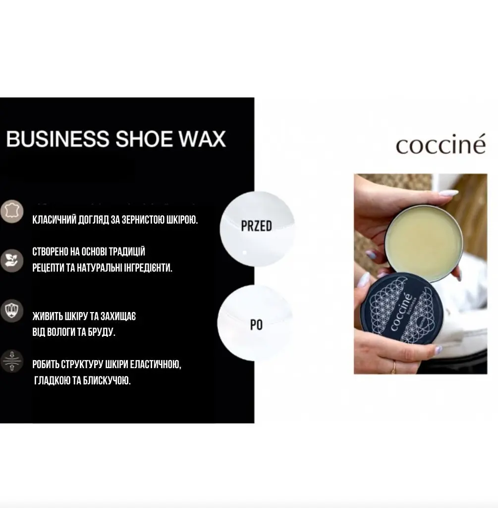 Віск для ділового взуття Coccine Business Shoe Wax — блиск і захист, безбарвний, 100 мл - фото 2