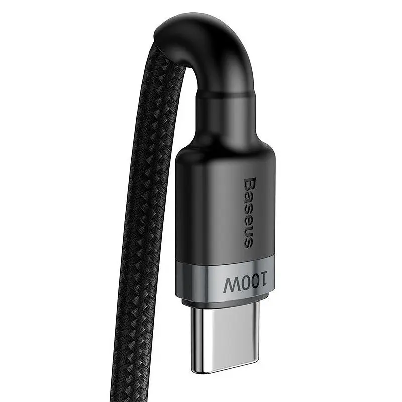 Дата кабель Baseus Cafule Type-C to Type-C PD 2.0 100 W (2 m) (CATKLF-AL) Gray / Black - фото 2