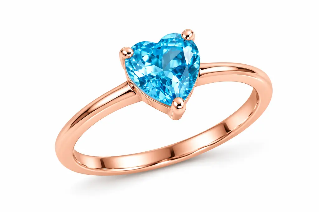 Золота каблучка Jewellery Continent з топазом Swiss Blue у формі серця 17.5 (К-0939) - фото 3