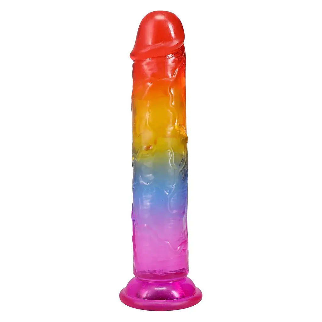 Ділдо Doc Johnson Crystal Jellies 7 Inch Classic Dong Rainbow, 17.8 см - фото 2