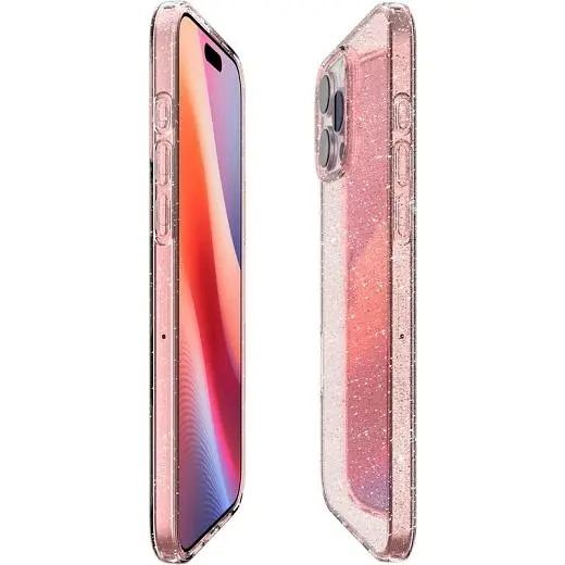Прозорий чохол Spigen Liquid Crystal Glitter Rose Quartz для iPhone 16 Pro - фото 5