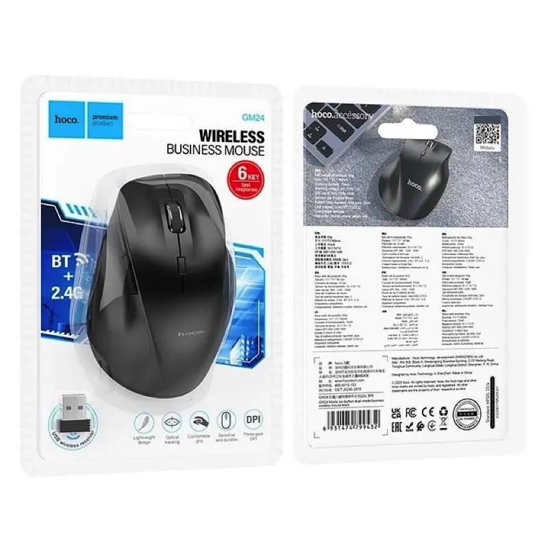 Маніпулятор миша HOCO GM24 Mystic six-button dual-mode business wireless mouse Black - фото 8