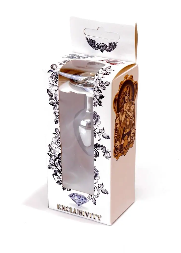 Металева анальна пробка з кристалом Boss Jewellery Silver 7 см (прозорий) - фото 9