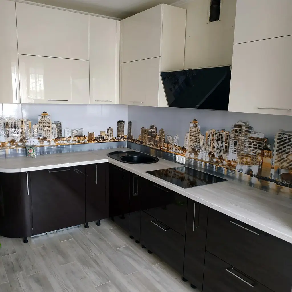 Кухонний фартух Золоте місто вініловий ПВХ наклейка для кухні сірий 60х250 см Happy Pocket Z180247 - фото 5