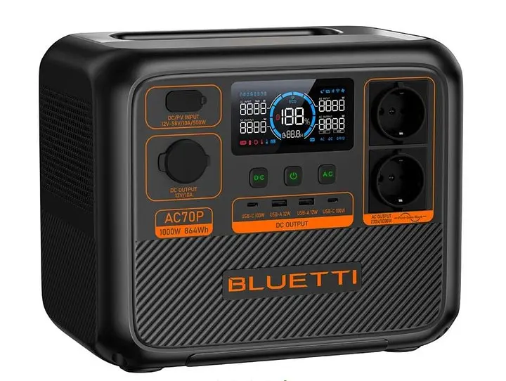Портативна зарядна станція Bluetti AC70P 1000W 864Wh EU євро розетки - фото 2