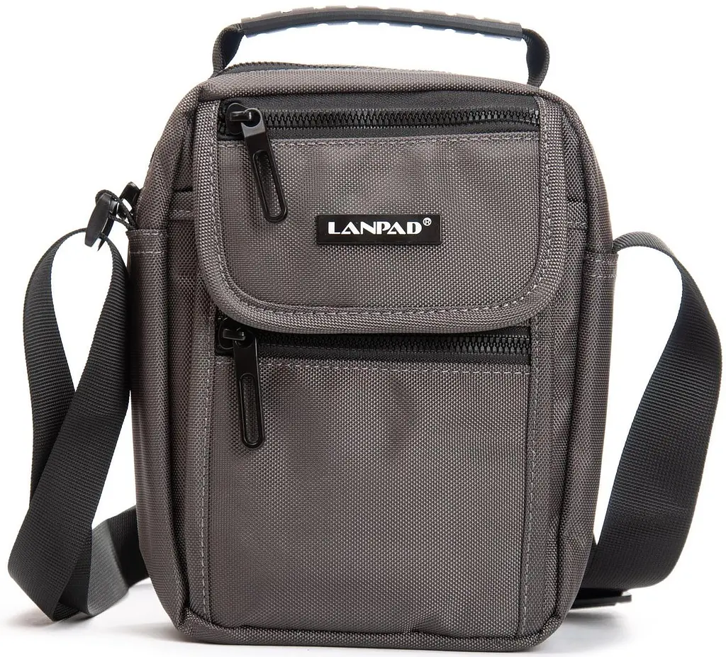 Сумка через плече Lanpad 16х21х9 см нейлонова з клапаном Сірий