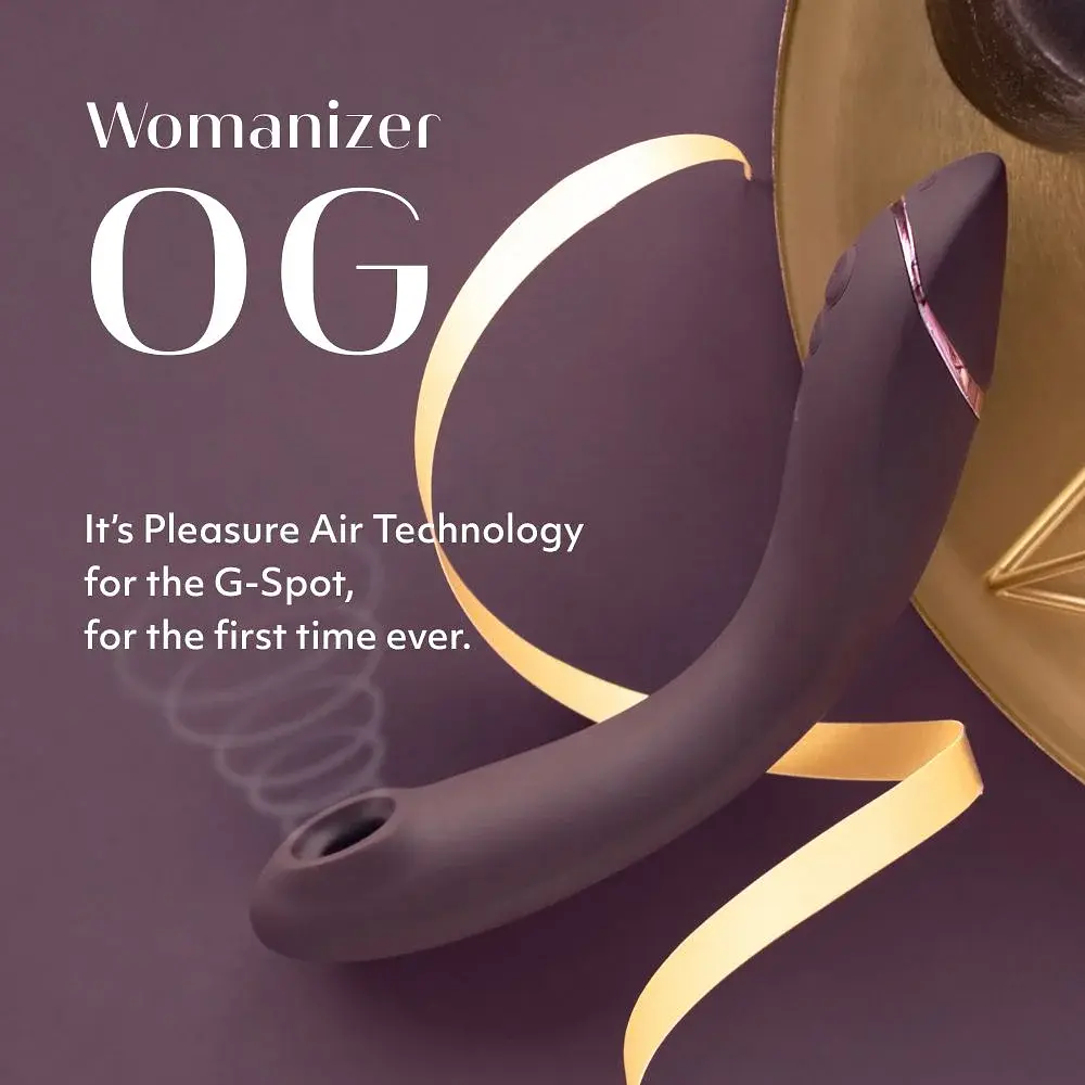 Лубрикант Womanizer OG + 50 мл - Вибратор для точки G c вакуумной стимуляцией, 17.6х3.9 см баклажановый - фото 10
