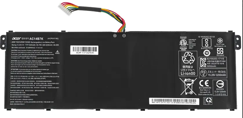 Акумулятор для ноутбука Acer AC14B7K (Spin 5 SP515-51GN, SWIFT 3 SF314-56, SF314-51, Nitro 5 AN515-42) 15.28V 3320 mAh 50.7Wh, Black